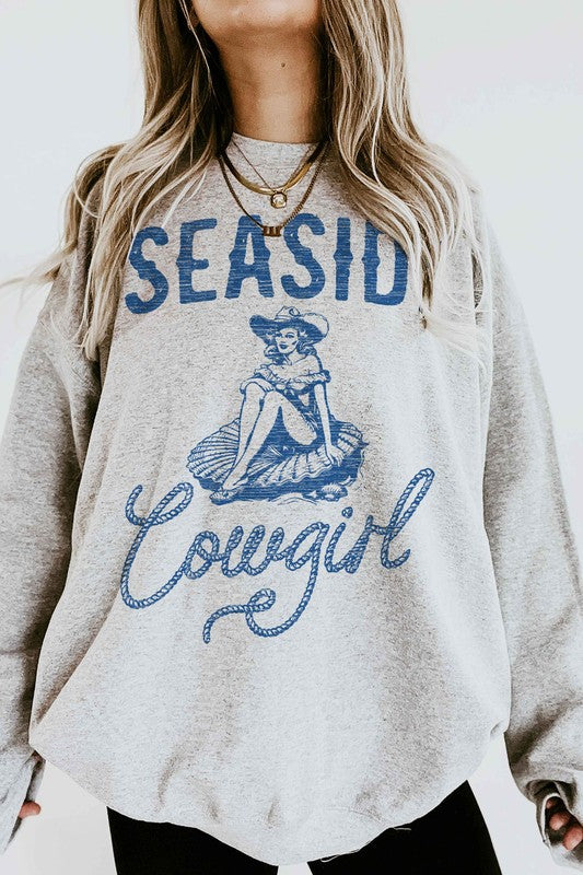 SEASIDE COWGIRL WESTERN OVERSIZED SWEATSHIRT