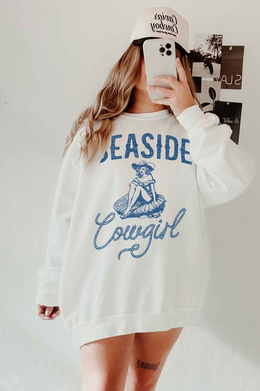 SEASIDE COWGIRL WESTERN OVERSIZED SWEATSHIRT