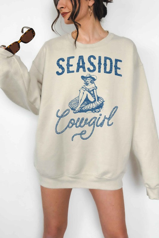 SEASIDE COWGIRL WESTERN OVERSIZED SWEATSHIRT