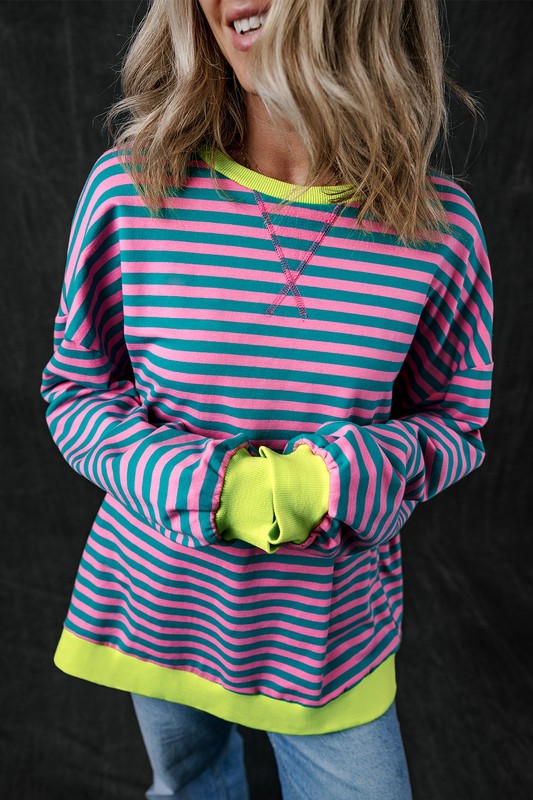 Stripe Contrast Edge Oversized Sweatshirt