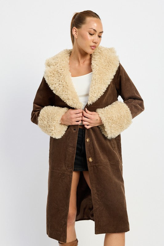 FAUX FUR MID TRENCH COAT