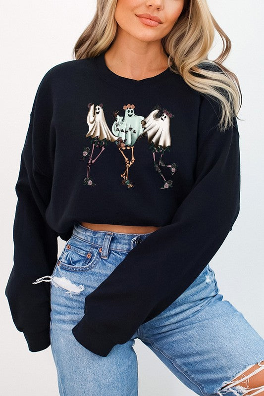 Halloween Vintage Dancing Floral Ghosts Sweatshirt