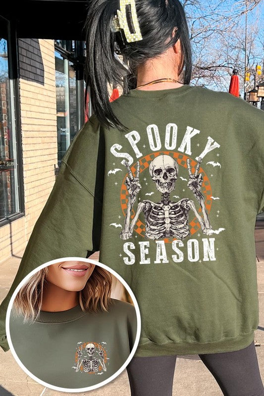 Spooky Season Skeleton Graphic Fleece Sweatshirts