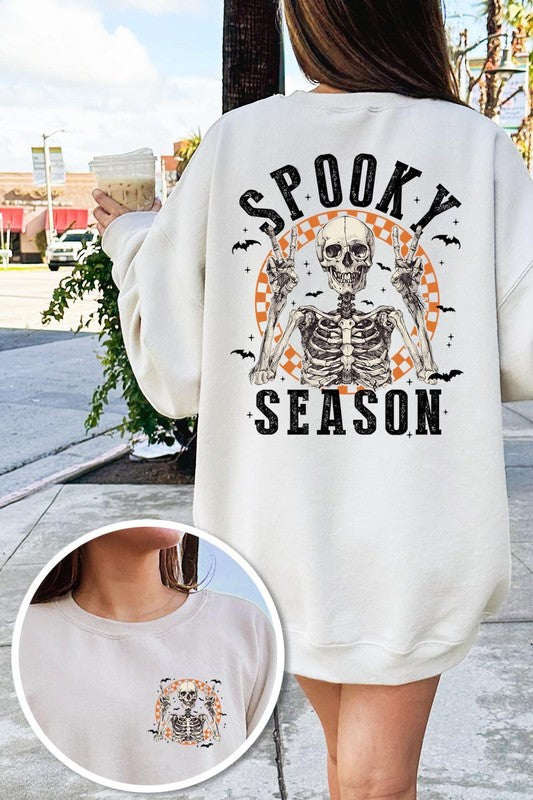 Spooky Season Skeleton Graphic Fleece Sweatshirts