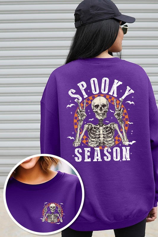 Spooky Season Skeleton Graphic Fleece Sweatshirts