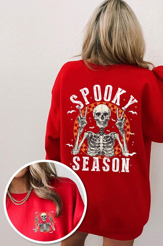 Spooky Season Skeleton Graphic Fleece Sweatshirts