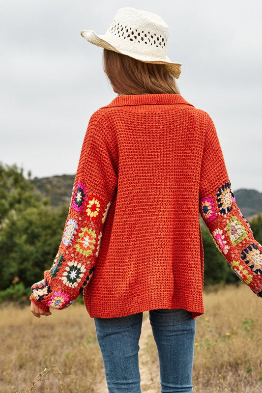 FLORAL CROCHET CARDIGAN