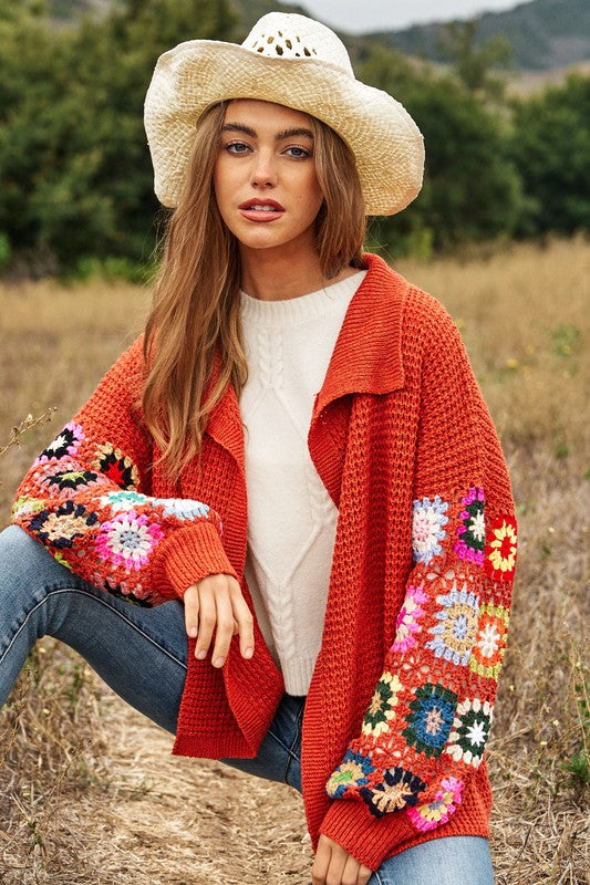 FLORAL CROCHET CARDIGAN