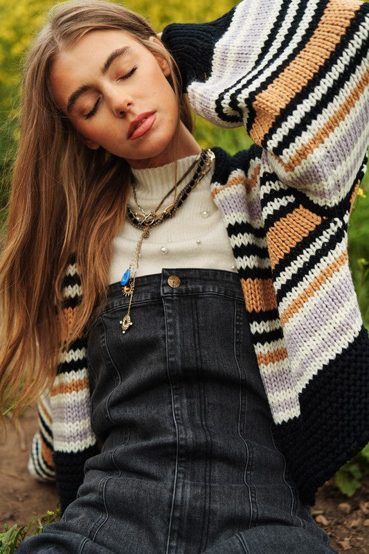 MULTI STRIPE CARDIGAN