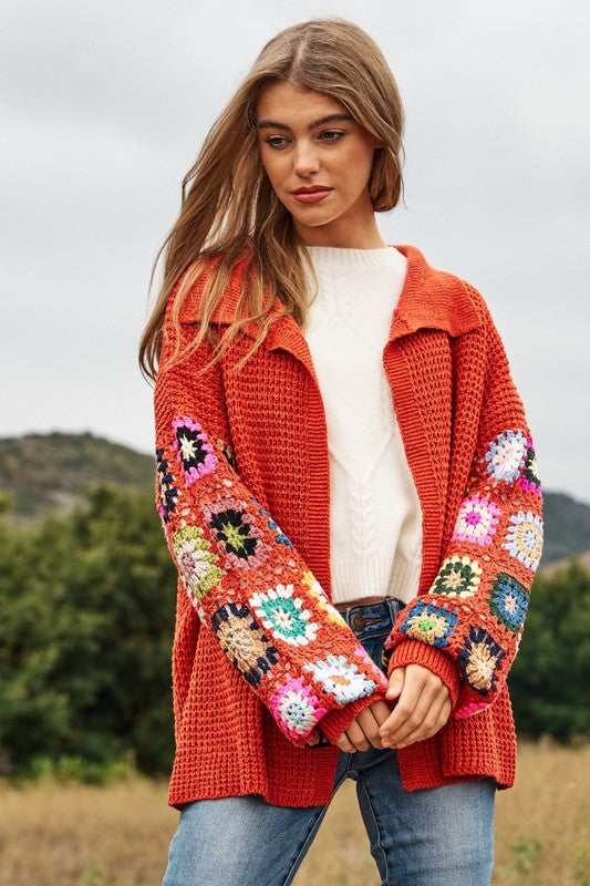 FLORAL CROCHET CARDIGAN