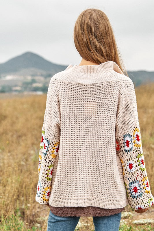 FLORAL CROCHET CARDIGAN