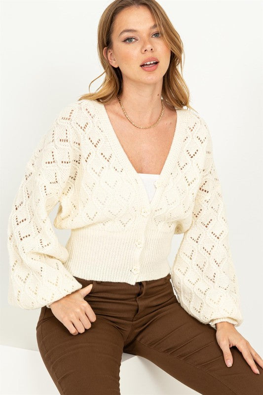 POINTELLE SWEATER CARDI