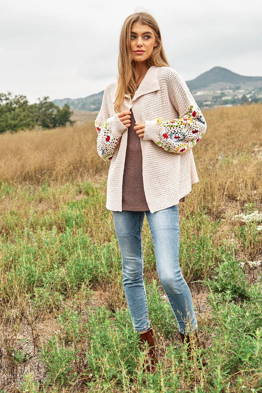 FLORAL CROCHET CARDIGAN