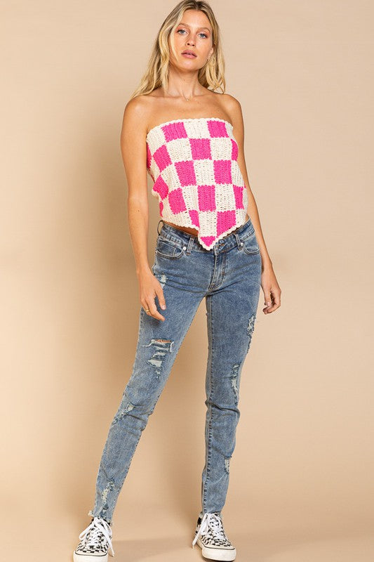 CHECKERED BANDANA TOP