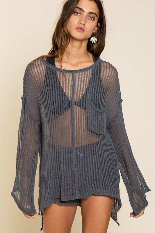 BOAT NECK SHEER SWEATER