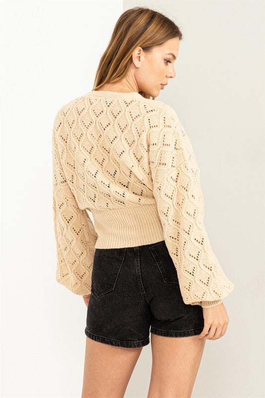 POINTELLE SWEATER CARDI