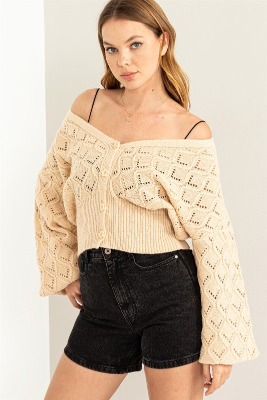 POINTELLE SWEATER CARDI