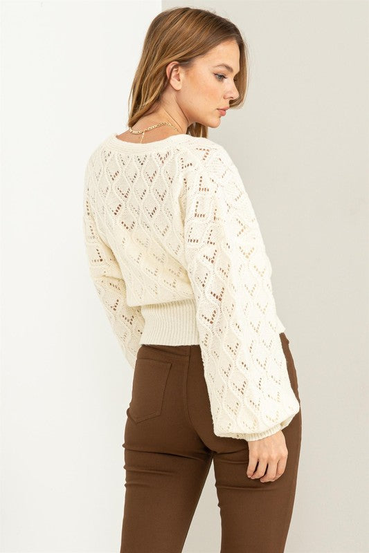 POINTELLE SWEATER CARDI