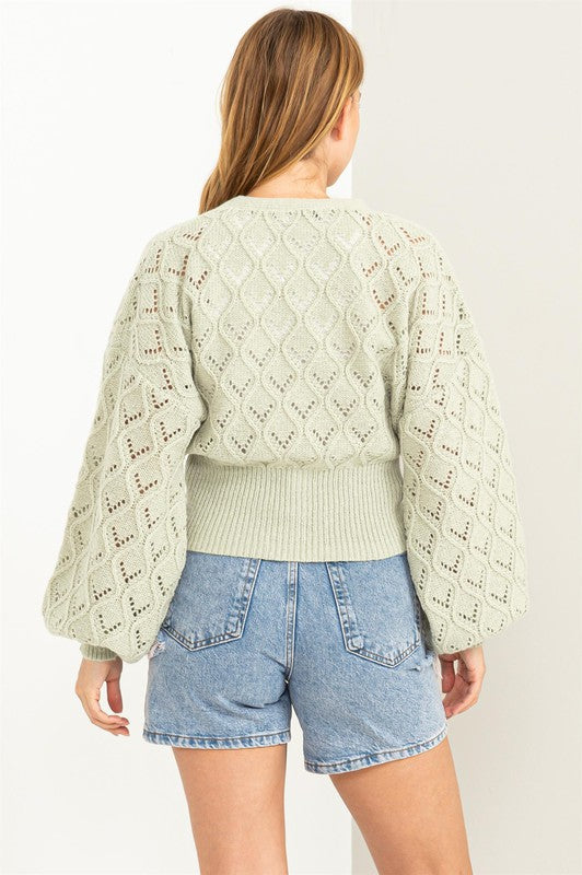 POINTELLE SWEATER CARDI