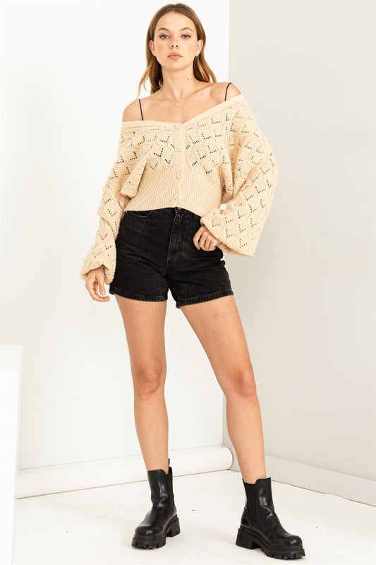 POINTELLE SWEATER CARDI