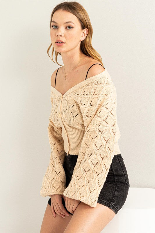 POINTELLE SWEATER CARDI