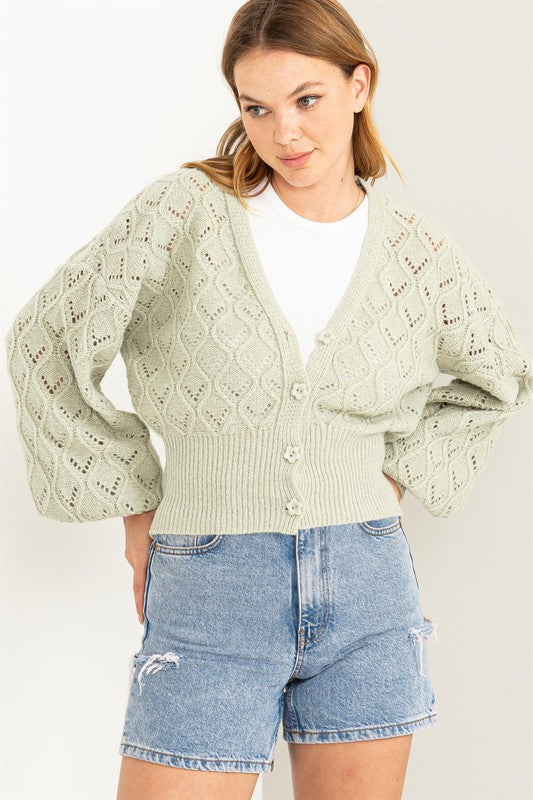 POINTELLE SWEATER CARDI