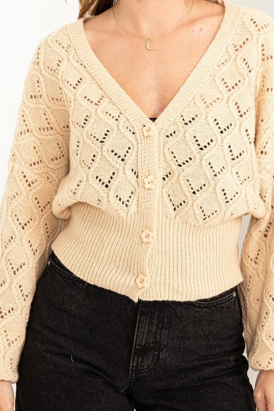 POINTELLE SWEATER CARDI