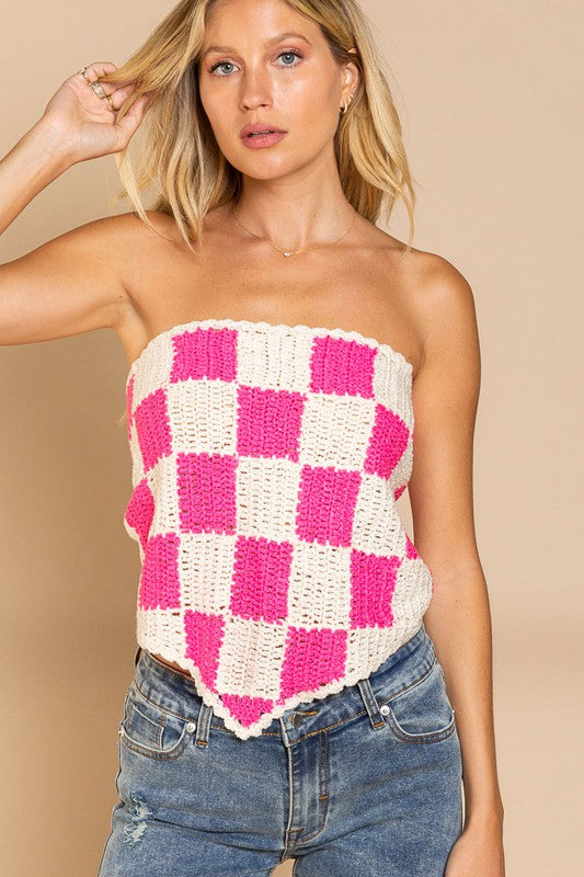 CHECKERED BANDANA TOP