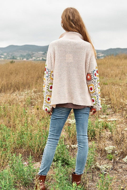 FLORAL CROCHET CARDIGAN