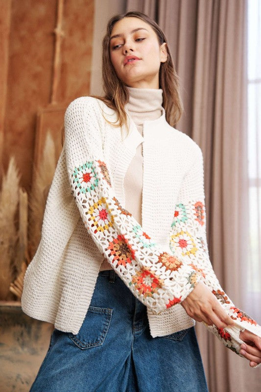 FLORAL CROCHET CARDIGAN