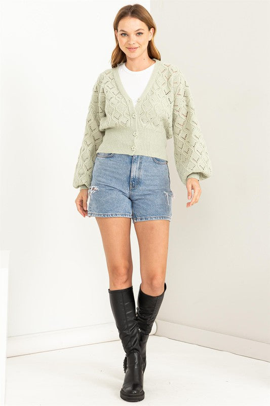 POINTELLE SWEATER CARDI