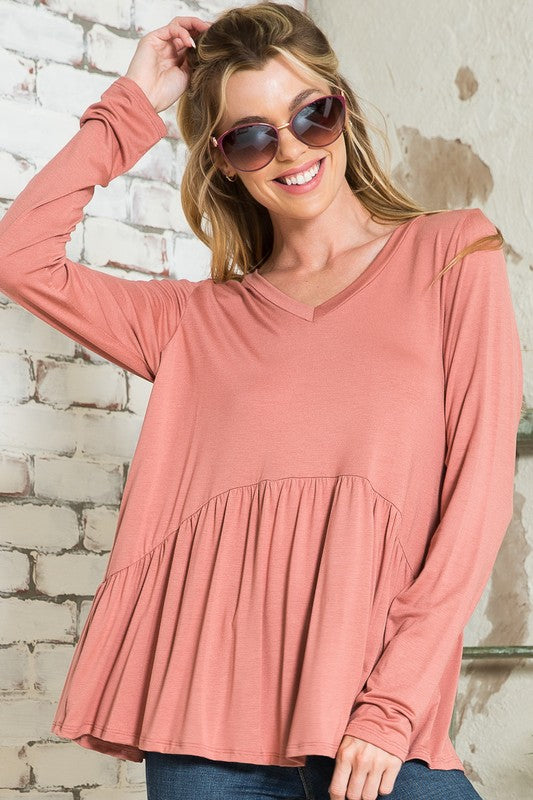 SOLID BABYDOLL TOP