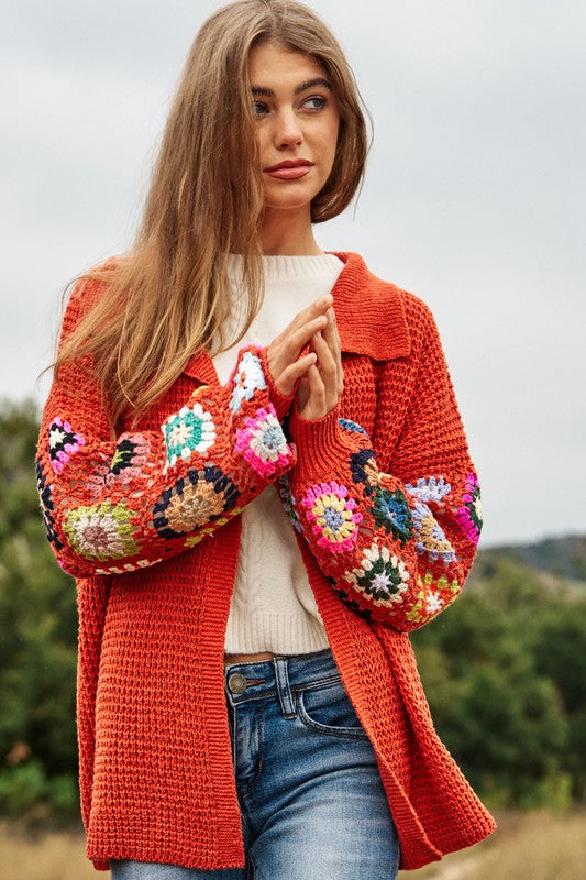 FLORAL CROCHET CARDIGAN