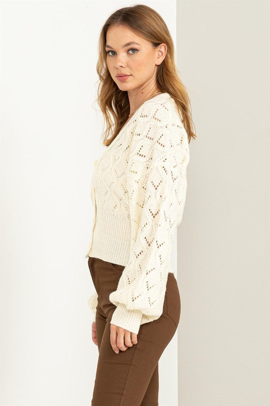 POINTELLE SWEATER CARDI