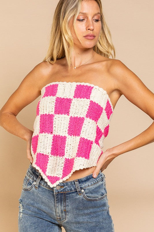 CHECKERED BANDANA TOP