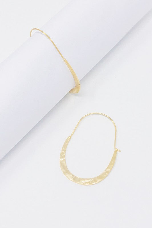 Crescent Hammered Hoop Earrings