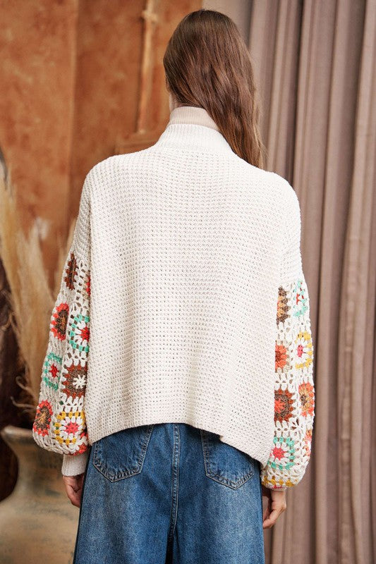 FLORAL CROCHET CARDIGAN